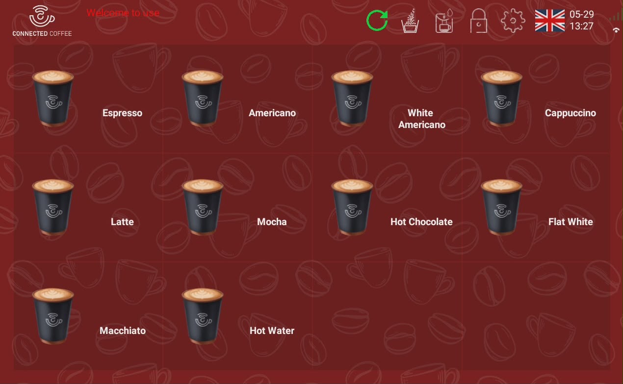 Auto Café Pro — drink menu interface